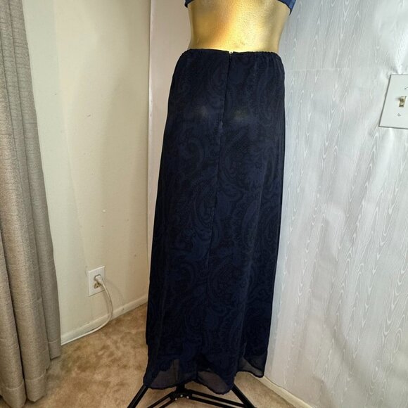 Vintage Y2k 90s Express Black & Blue Paisley Print Maxi Skirt Sz XS 1/2 Compagni - Picture 2 of 12